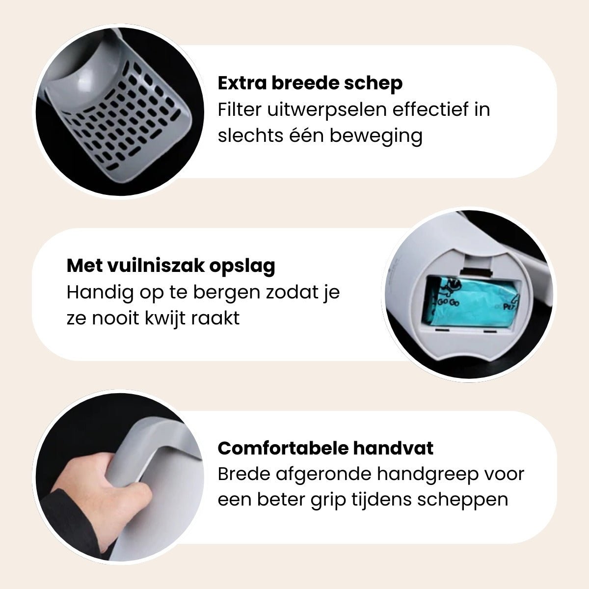 PawlyPets® 2-in-1 Kattenbakschep met Container
