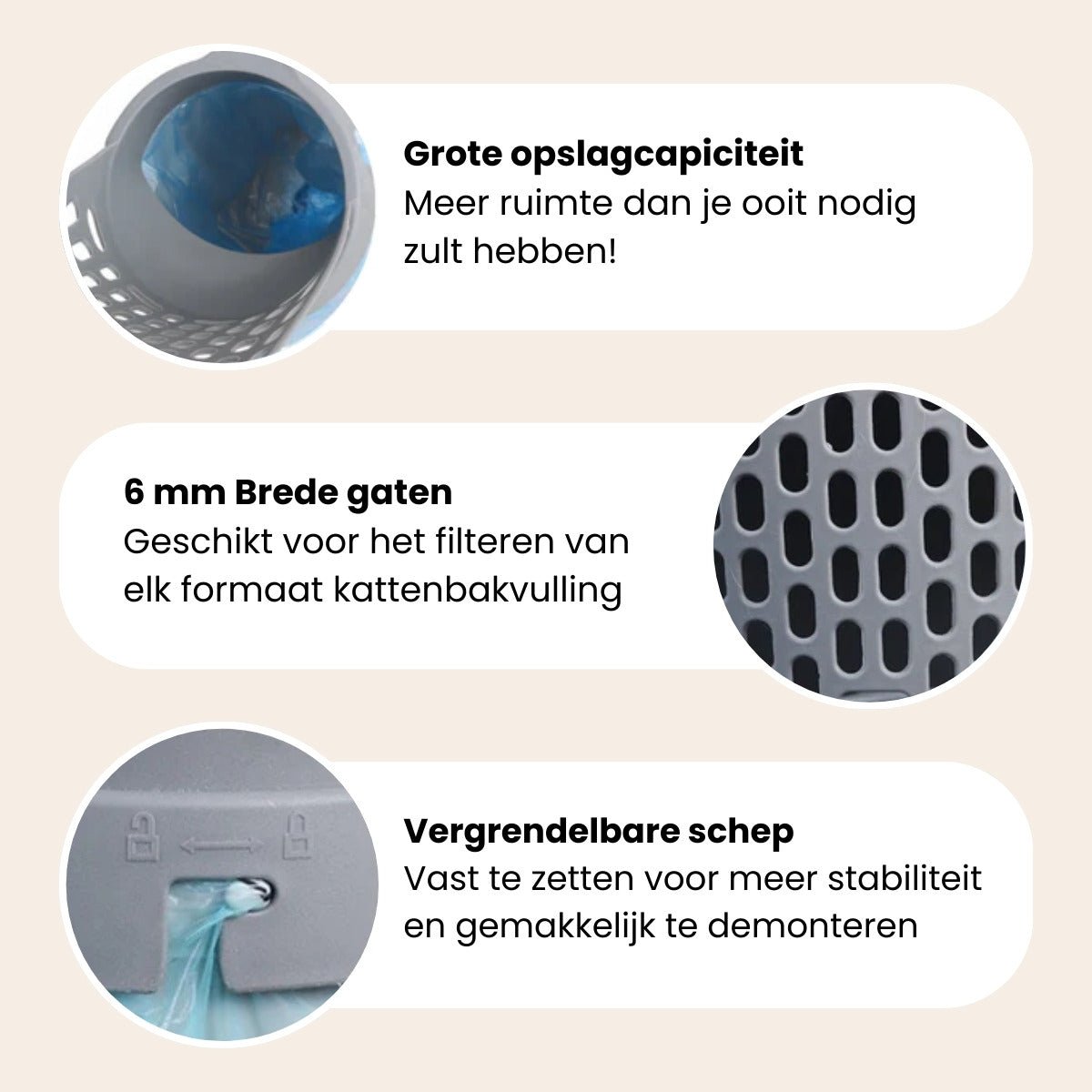 PawlyPets® 2-in-1 Kattenbakschep met Container