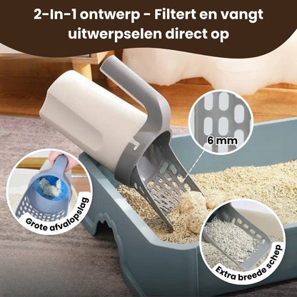 PawlyPets® 2-in-1 Kattenbakschep met Container